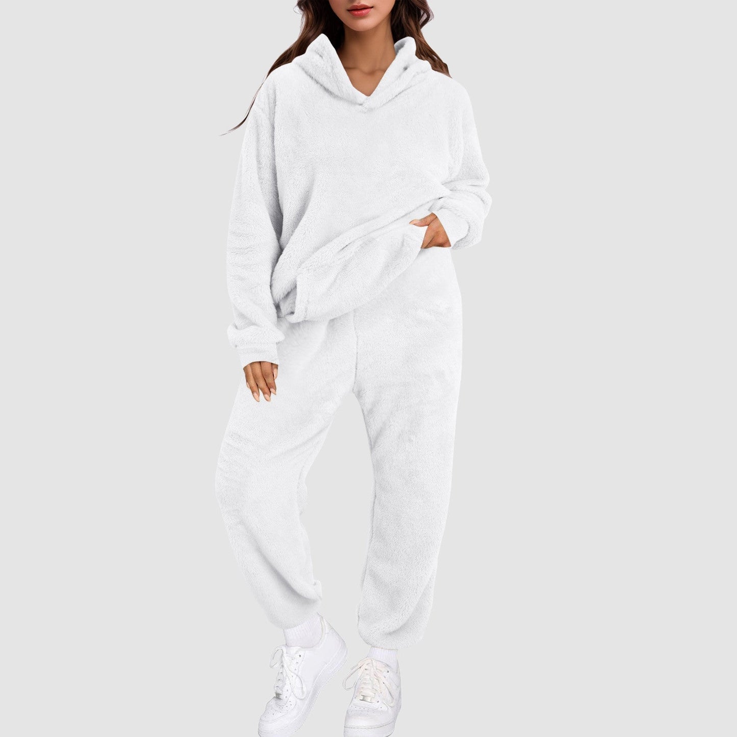 Women's fleece winter tracksuit set cozy loungewear ultra-soft plush comfort warm seasonal fit