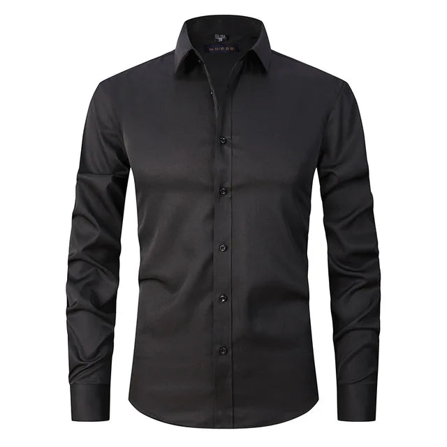 Men's slim-fit button-down shirt tailored silhouette breathable fabric for sharp workday style