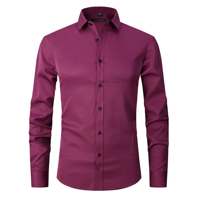 Men's slim-fit button-down shirt tailored silhouette breathable fabric for sharp workday style