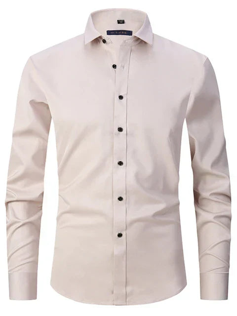 Men's slim-fit button-down shirt tailored silhouette breathable fabric for sharp workday style