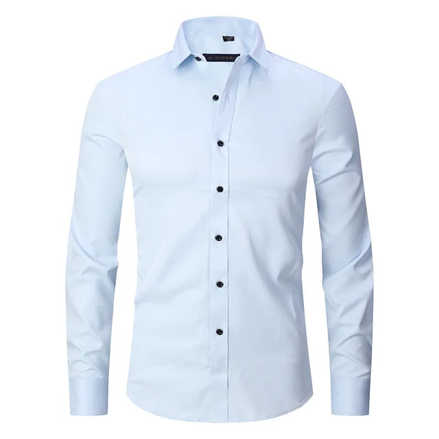 Men's slim-fit button-down shirt tailored silhouette breathable fabric for sharp workday style