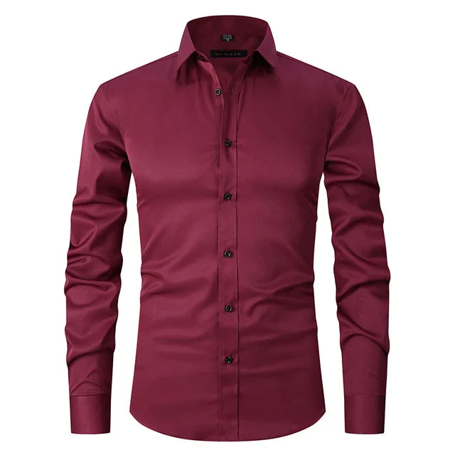 Men's slim-fit button-down shirt tailored silhouette breathable fabric for sharp workday style