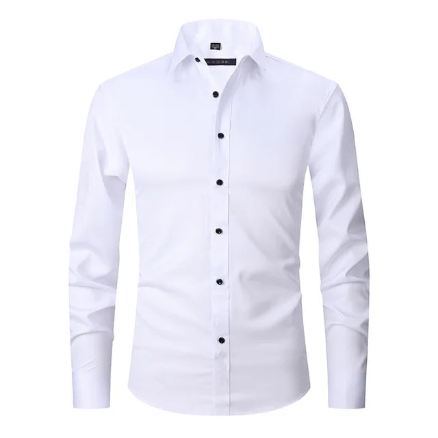 Men's slim-fit button-down shirt tailored silhouette breathable fabric for sharp workday style