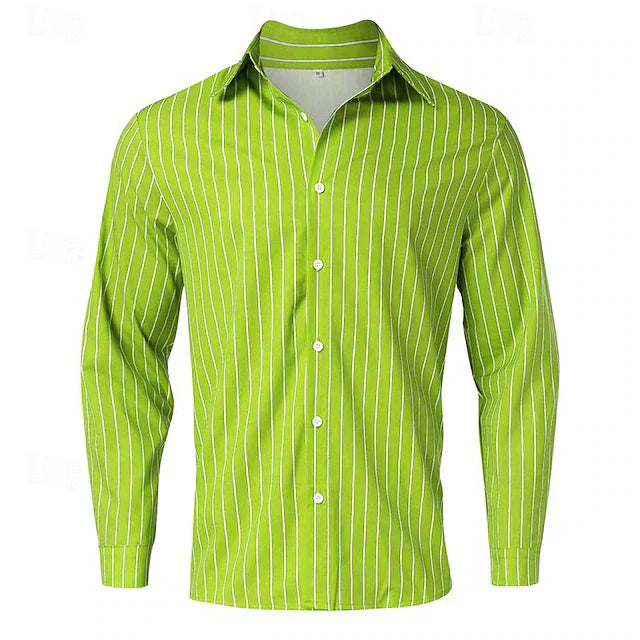 Men's Luke striped button-up shirt regular fit long sleeves soft cotton blend classic everyday style