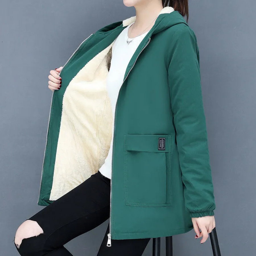 Women's casual hooded jacket comfortable fit durable material functional hood for everyday wear