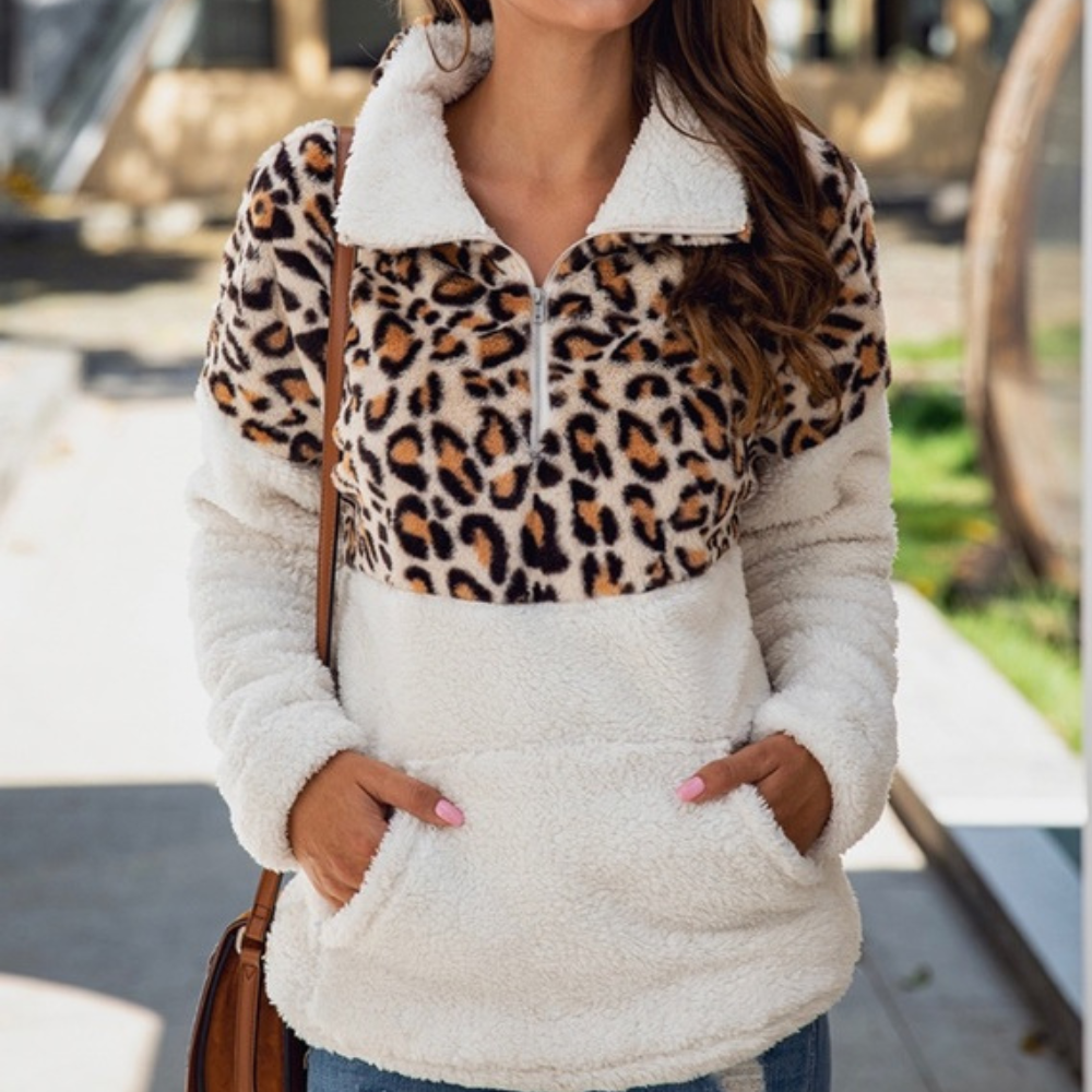 Women's ivory chunky knit sweater with French-inspired silhouette, luxurious plush texture for winter