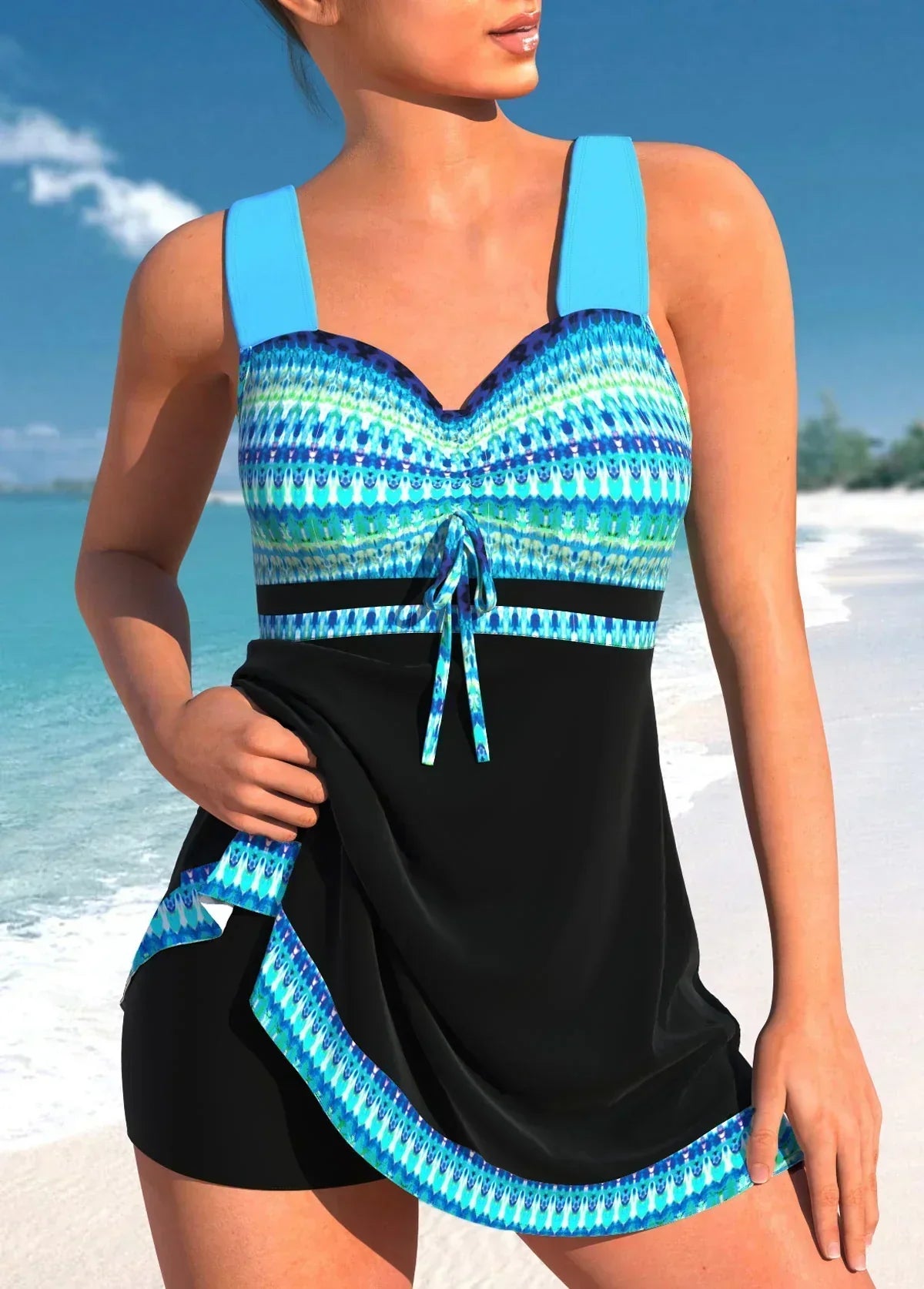 Women's quick-dry nylon elastane swimsuit with heart-shaped neckline and supportive straps