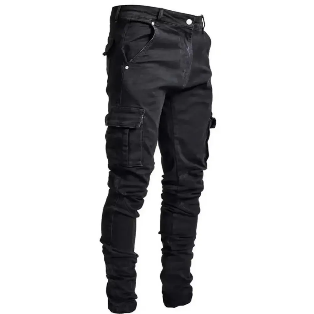 Xander slim fit light wash denim jeans with cargo pockets, unisex street-ready everyday style