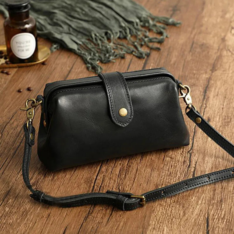 RINA genuine leather crossbody shoulder bag compact brown professional multi-compartment organization
