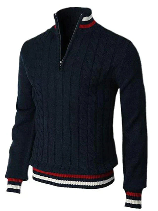 Men's cable knit half-zip sweater classic casual fit cozy fall layering textured pullover