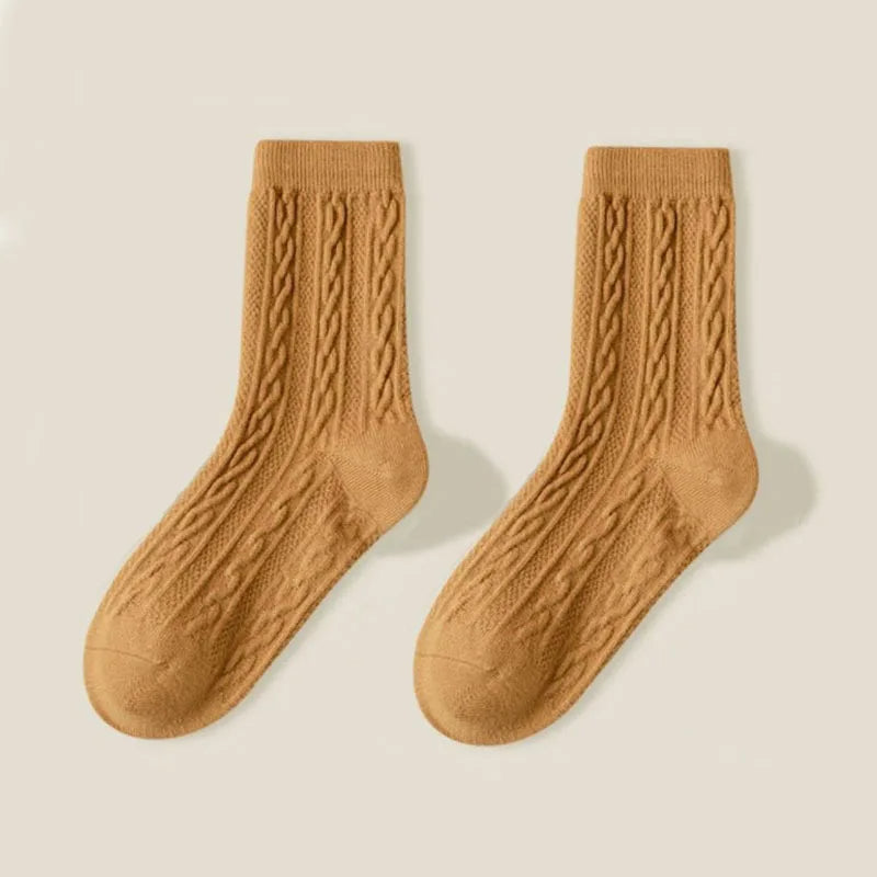 Women's cable knit socks 5-pack, soft warm cozy neutrals with non-slip cuffs