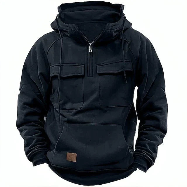 Men's gray casual winter hoodie with modern slim fit and kangaroo pocket for everyday cold weather wear